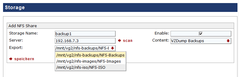Define a backup storage